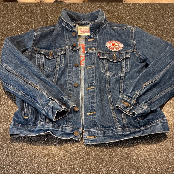 Levi's Jackets & Blazers - Levi's MLB Blue Denim Jacket with Red Sox Logo Patches - size Large